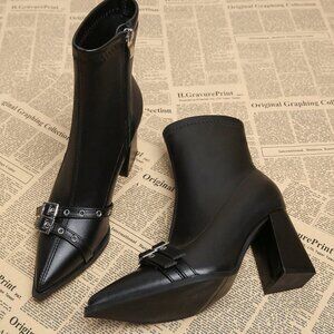 Black Business Casual Women's Versatile Elegant Ankle Boots